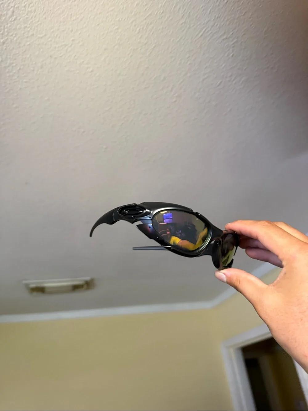 Black Sport Sunglasses with Mirrored Amber Lenses Oakley